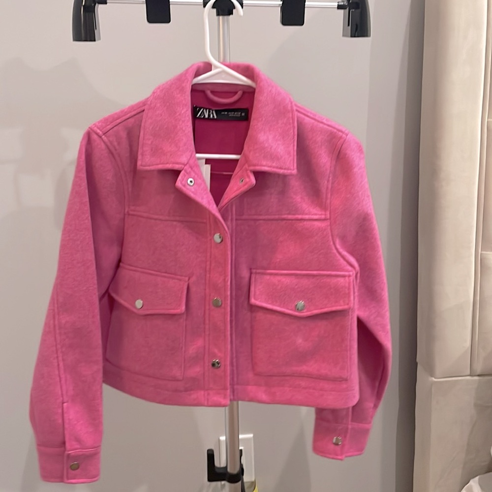 Zara pink cropped jacket XS